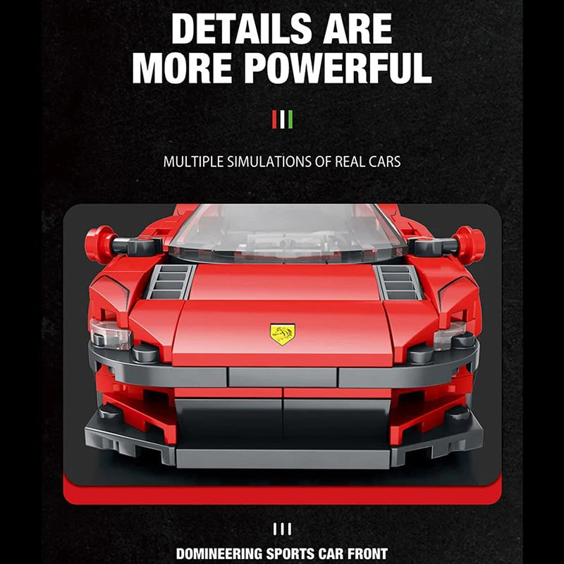 Maquette Voiture de Course 1:24 – 306 Briques Style Ferrari Daytona, Jeu de Construction Technique