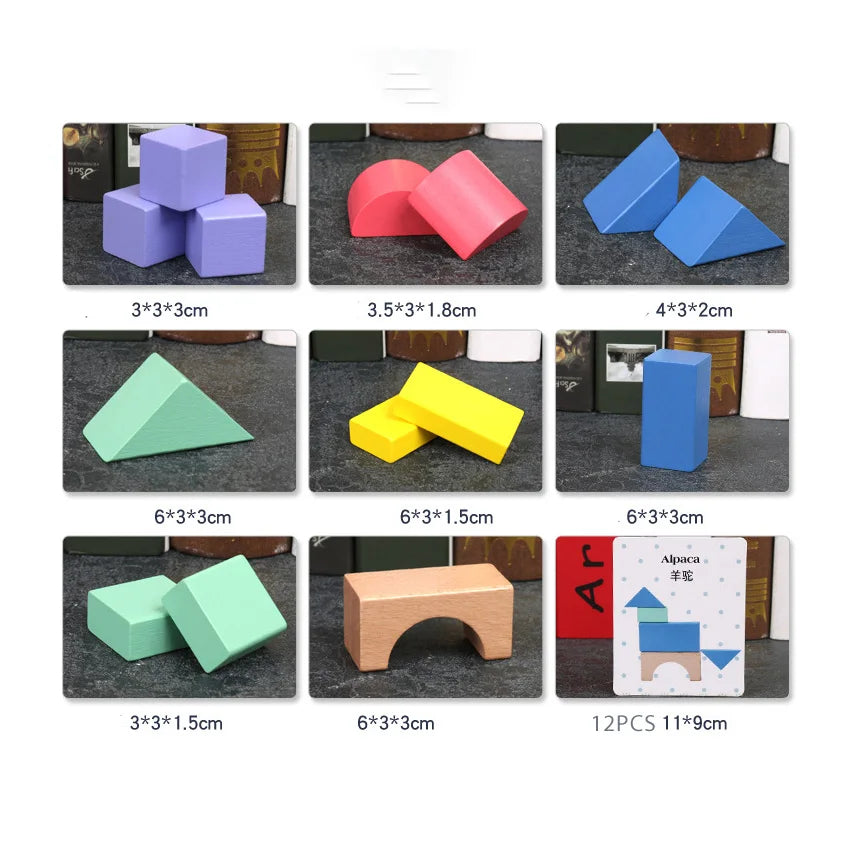 Blocs de Construction Montessori en Bois de Hêtre Arc-en-Ciel