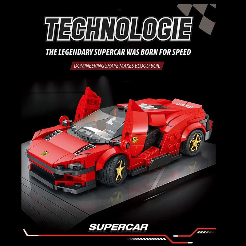 Maquette Voiture de Course 1:24 – 306 Briques Style Ferrari Daytona, Jeu de Construction Technique