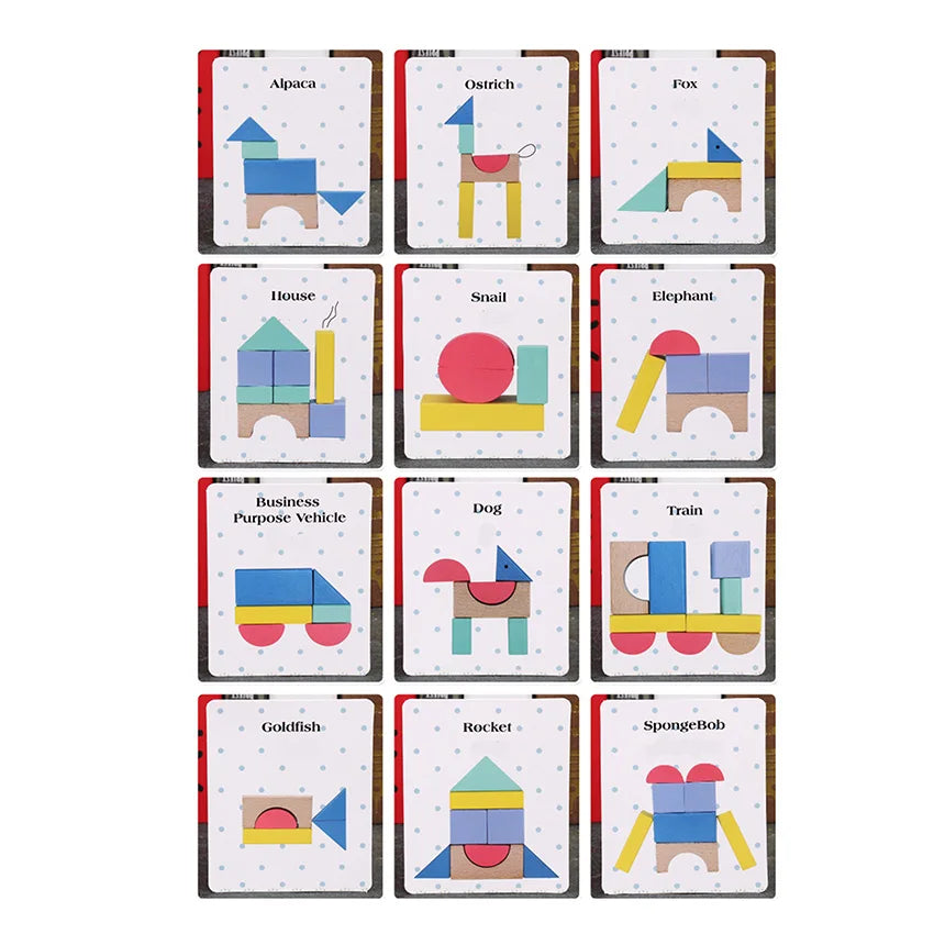 Blocs de Construction Montessori en Bois de Hêtre Arc-en-Ciel