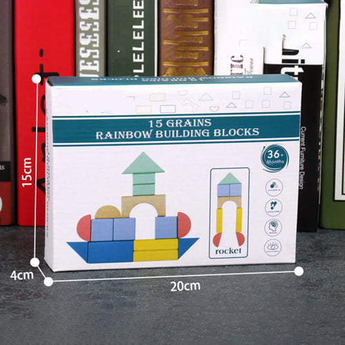 Blocs de Construction Montessori en Bois de Hêtre Arc-en-Ciel