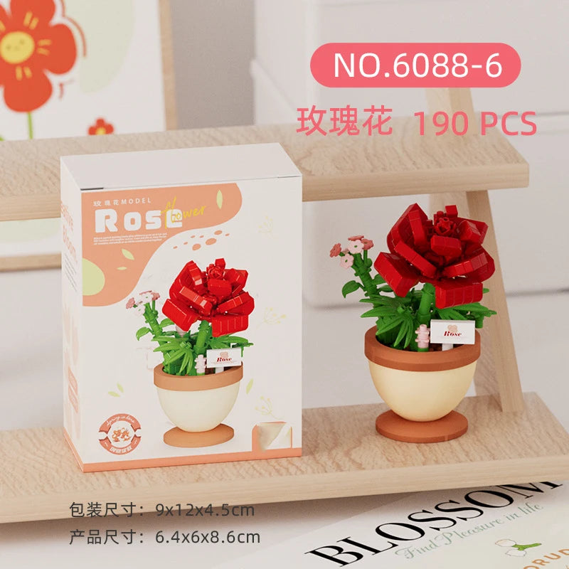 Bouquet de fleurs Micro particules blocs de construction - Fleurs Mini briques