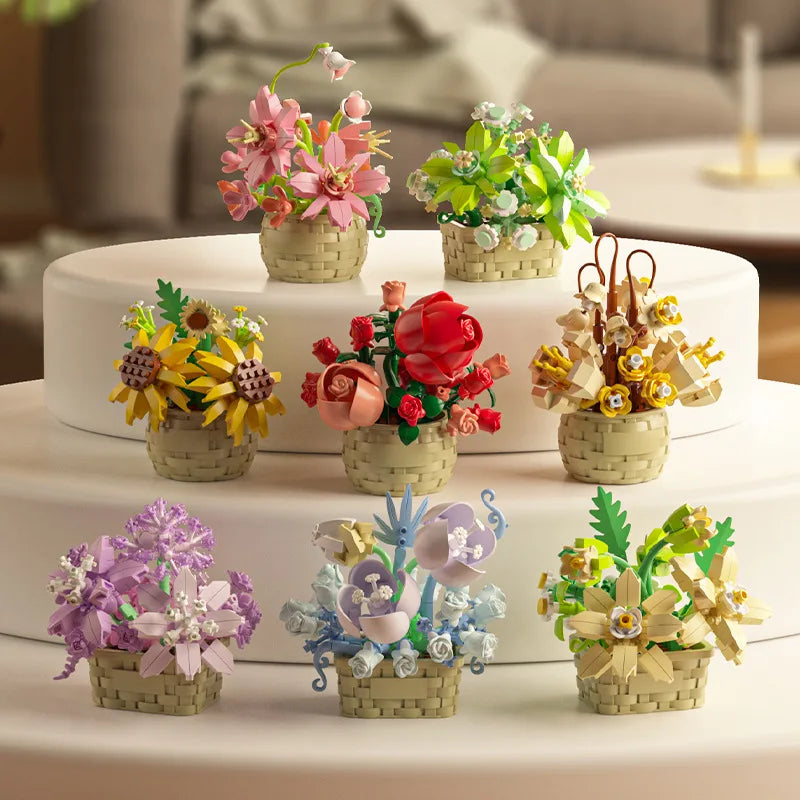 Bouquet de fleurs Micro particules blocs de construction - Fleurs Mini briques